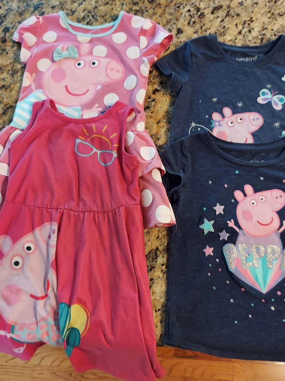 Peppa Pig Girls Short Sleeve Tees & Dress Bundle - Pink, Navy
